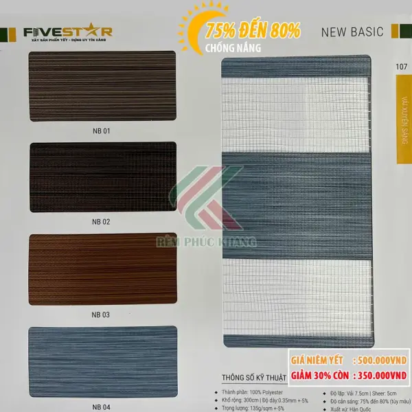 Rèm cầu vồng che nắng cửa sổ giá rẻ mã New Basic