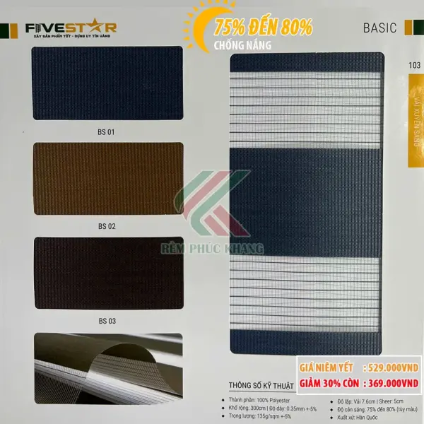 Rèm cầu vồng giá rẻ hãng FIVESTAR mã – Mã Basic