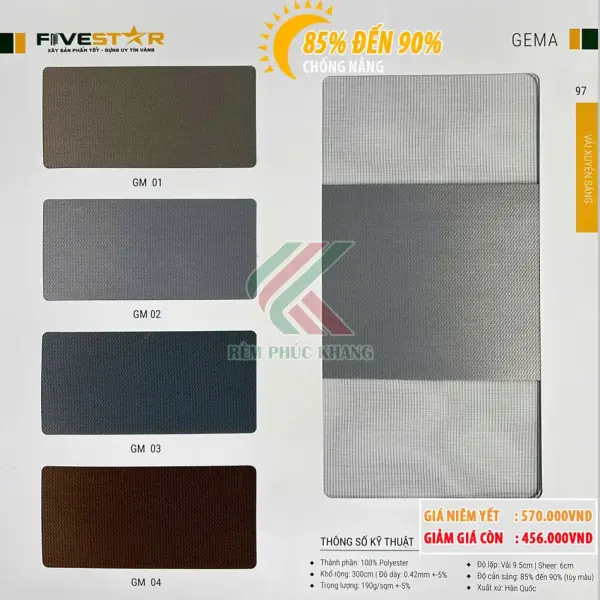 Rèm cầu vồng phòng khách GIÁ RẺ mã Gema