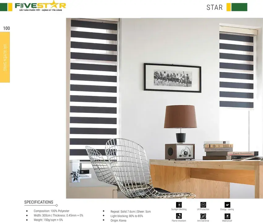 Rèm cầu vồng giá rẻ hãng Fivestar mã STAR