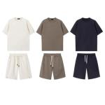 Quần short jogger cotton in logo tùy chỉnh, unisex, phong cách đường phố, bộ đồ thể thao 2 món, áo phông size lớn, chất liệu thoáng khí