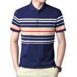 Áo sơ mi nam cotton dệt kim tay ngắn mùa hè, thoáng khí, size lớn, kiểu dáng công sở thường ngày, họa tiết rằn ri 2024
