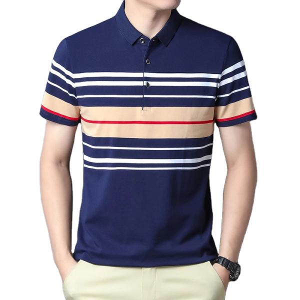 Áo sơ mi nam cotton dệt kim tay ngắn mùa hè, thoáng khí, size lớn, kiểu dáng công sở thường ngày, họa tiết rằn ri 2024