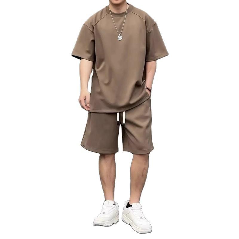 Quần short jogger cotton in logo tùy chỉnh, unisex, phong cách đường phố, bộ đồ thể thao 2 món, áo phông size lớn, chất liệu thoáng khí