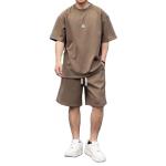 Quần short jogger cotton in logo tùy chỉnh, unisex, phong cách đường phố, bộ đồ thể thao 2 món, áo phông size lớn, chất liệu thoáng khí