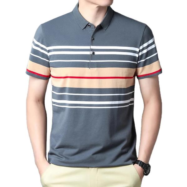 Áo sơ mi nam cotton dệt kim tay ngắn mùa hè, thoáng khí, size lớn, kiểu dáng công sở thường ngày, họa tiết rằn ri 2024