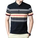 Áo sơ mi nam cotton dệt kim tay ngắn mùa hè, thoáng khí, size lớn, kiểu dáng công sở thường ngày, họa tiết rằn ri 2024