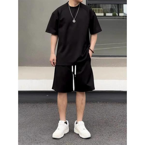 Quần short jogger cotton in logo tùy chỉnh, unisex, phong cách đường phố, bộ đồ thể thao 2 món, áo phông size lớn, chất liệu thoáng khí