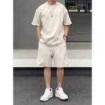 Quần short jogger cotton in logo tùy chỉnh, unisex, phong cách đường phố, bộ đồ thể thao 2 món, áo phông size lớn, chất liệu thoáng khí