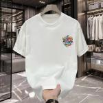 Áo thun nam 100% cotton họa tiết hoạt hình thoáng khí tay ngắn cổ tròn dáng rộng thoải mái 250g