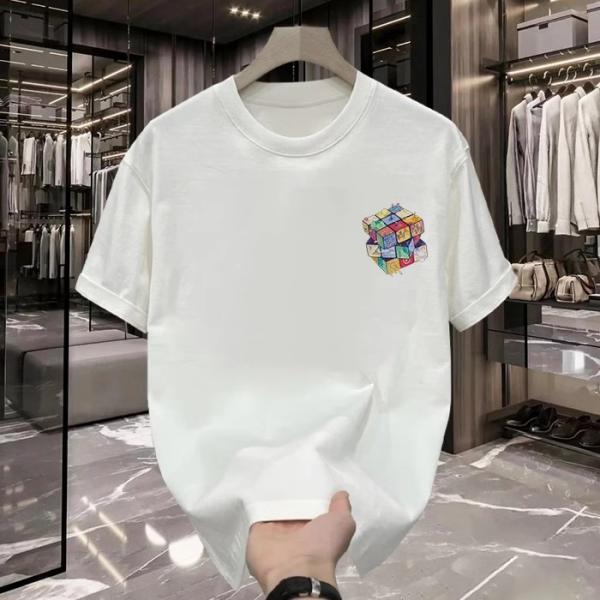 Áo thun nam 100% cotton họa tiết hoạt hình thoáng khí tay ngắn cổ tròn dáng rộng thoải mái 250g