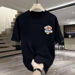 Áo thun nam 100% cotton họa tiết hoạt hình thoáng khí tay ngắn cổ tròn dáng rộng thoải mái 250g