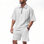 Bộ đồ thể thao in logo tùy chỉnh, chất liệu polyester thoáng khí, chống gió, áo khoác thể thao và quần short hai mảnh, mùa hè, thời trang đường phố nam