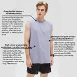 Áo ba lỗ nam chất liệu nylon tơ đá, thoáng mát, kiểu dáng rộng rãi, thích hợp tập gym, chạy bộ ngoài trời, marathon, tập luyện đường mòn.