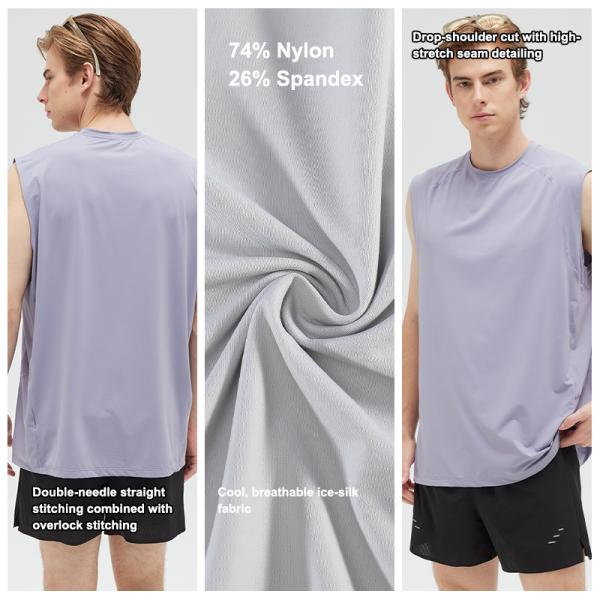 Áo ba lỗ nam chất liệu nylon tơ đá, thoáng mát, kiểu dáng rộng rãi, thích hợp tập gym, chạy bộ ngoài trời, marathon, tập luyện đường mòn.