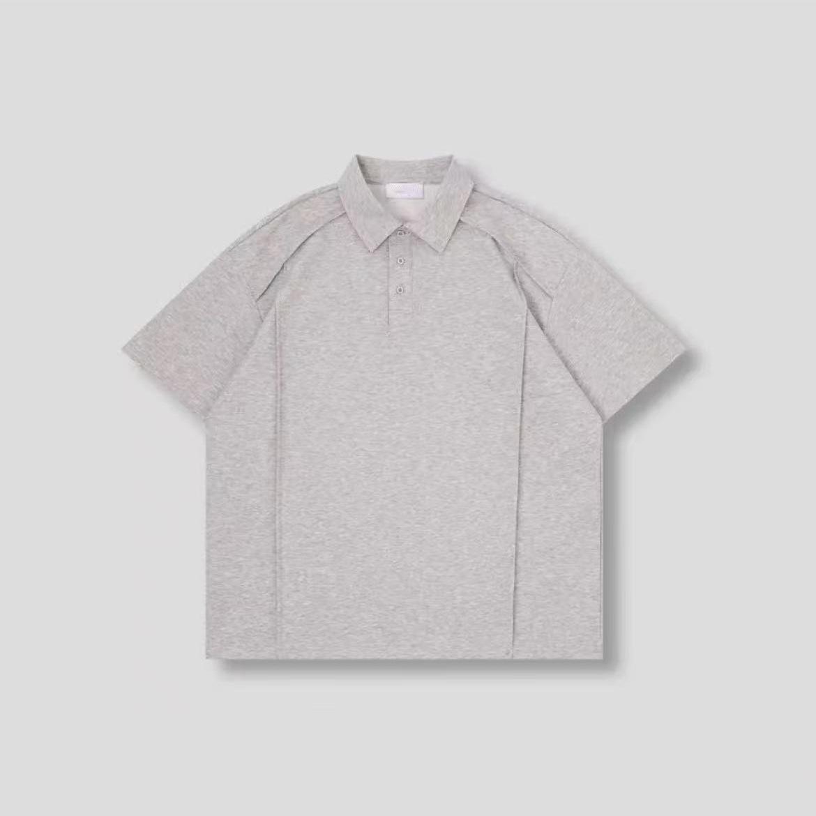Áo Polo nam mùa hè chất lượng cao, kiểu dáng đơn giản, phong cách retro Mỹ, phối màu, rộng rãi, tay ngắn, in logo tùy chỉnh