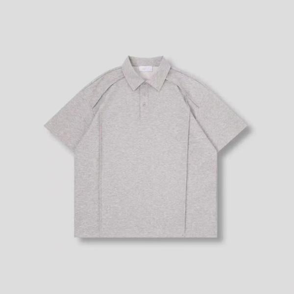 Áo Polo nam mùa hè chất lượng cao, kiểu dáng đơn giản, phong cách retro Mỹ, phối màu, rộng rãi, tay ngắn, in logo tùy chỉnh
