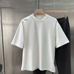 Áo thun nam tay ngắn cổ tròn chất cotton dệt kim dày 250gsm, kiểu dáng rộng rãi, in họa tiết chữ, bán buôn
