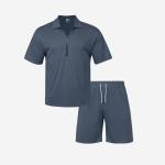 Bộ đồ thể thao in logo tùy chỉnh, chất liệu polyester thoáng khí, chống gió, áo khoác thể thao và quần short hai mảnh, mùa hè, thời trang đường phố nam