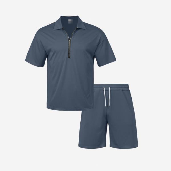 Bộ đồ thể thao in logo tùy chỉnh, chất liệu polyester thoáng khí, chống gió, áo khoác thể thao và quần short hai mảnh, mùa hè, thời trang đường phố nam
