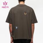 Hucai biểu tượng tùy chỉnh Heavyweight hộp phù hợp với Breakout bướm đồ họa in ấn cổ điển quá khổ cổ điển phòng tập thể dục t Áo sơ mi cho nam giới