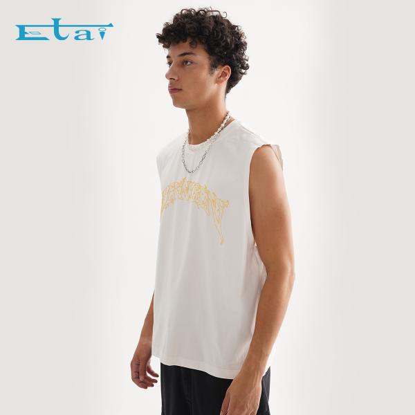 T Áo Sơ Mi Tank Top Người Đàn Ông Thời Trang Phố Quần Áo Siêu Sản Xuất Gân Vòng Cổ Phồng In Loose Người Đàn Ông Của Tank Top Không Tay T-Shirt