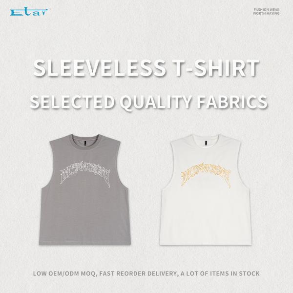 T Áo Sơ Mi Tank Top Người Đàn Ông Thời Trang Phố Quần Áo Siêu Sản Xuất Gân Vòng Cổ Phồng In Loose Người Đàn Ông Của Tank Top Không Tay T-Shirt