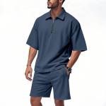 Bộ đồ thể thao in logo tùy chỉnh, chất liệu polyester thoáng khí, chống gió, áo khoác thể thao và quần short hai mảnh, mùa hè, thời trang đường phố nam
