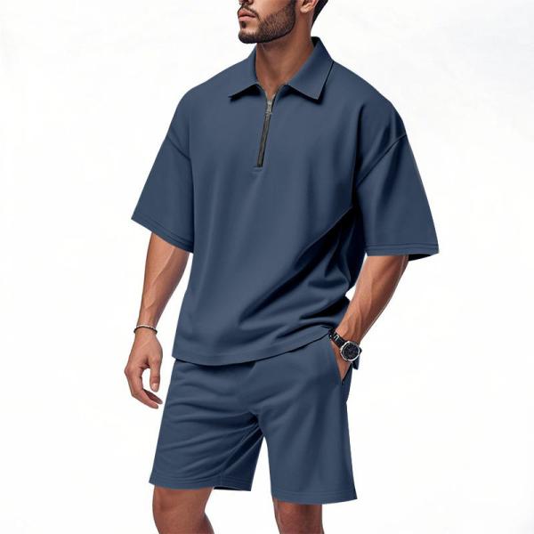 Bộ đồ thể thao in logo tùy chỉnh, chất liệu polyester thoáng khí, chống gió, áo khoác thể thao và quần short hai mảnh, mùa hè, thời trang đường phố nam