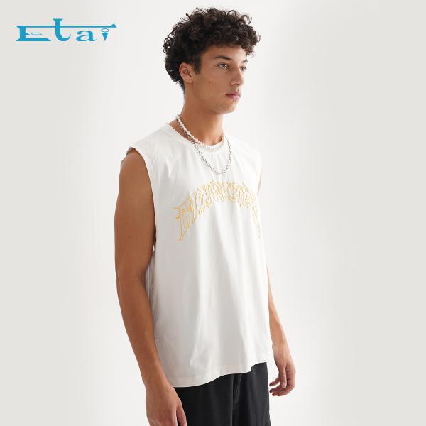 T Áo Sơ Mi Tank Top Người Đàn Ông Thời Trang Phố Quần Áo Siêu Sản Xuất Gân Vòng Cổ Phồng In Loose Người Đàn Ông Của Tank Top Không Tay T-Shirt