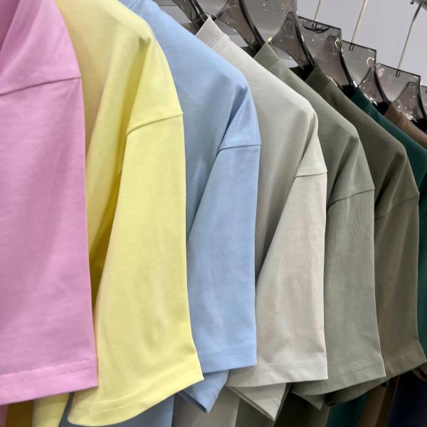 Áo thun nam oversize cơ bản 17 màu phong cách đường phố nhuộm sợi 100% cotton vải làm mát tùy chỉnh nhẹ thoáng khí ngoài trời chống nắng