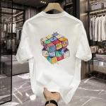 Áo thun nam 100% cotton họa tiết hoạt hình thoáng khí tay ngắn cổ tròn dáng rộng thoải mái 250g