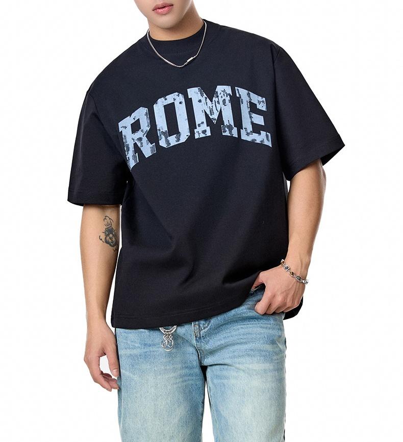 Tùy Chỉnh Bán Buôn 100% Cotton Dệt Kim Quá Khổ Đau Khổ Nặng Người Đàn Ông Của T-Shirt Với Lụa Màn Hình In Ấn