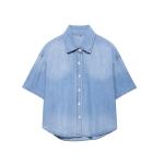 2025 mùa hè mới của phụ nữ thanh lịch đi lại ngắn tay áo sơ mi denim lỏng lẻo đơn giản ve áo giản dị rửa sạch với yếu tố thời trang cổ điển