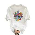 Áo thun nam 100% cotton họa tiết hoạt hình thoáng khí tay ngắn cổ tròn dáng rộng thoải mái 250g