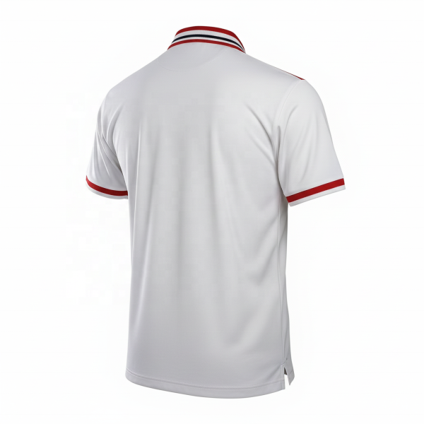 Áo Polo Nam Trắng Đỏ Tương Phản, In Logo Tùy Chỉnh, Tay Ngắn, Chất Liệu Cotton Pha, Phong Cách Thường Ngày, Dáng Ôm, Áo Polo Golf, OEM Bán Buôn