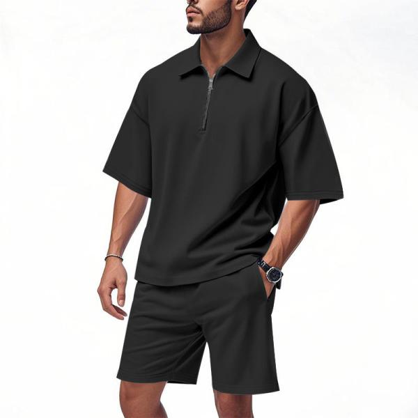 Bộ đồ thể thao in logo tùy chỉnh, chất liệu polyester thoáng khí, chống gió, áo khoác thể thao và quần short hai mảnh, mùa hè, thời trang đường phố nam