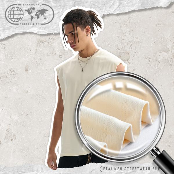 Quần áo nam Dreaming Lion |   Áo thun cotton nguyên chất chất lượng cao, kiểu dáng cổ điển, không tay, mùa hè, rộng rãi, thoáng khí, viền xù