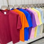 Áo thun nam oversize cơ bản 17 màu phong cách đường phố nhuộm sợi 100% cotton vải làm mát tùy chỉnh nhẹ thoáng khí ngoài trời chống nắng