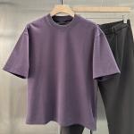 Áo thun nam tay ngắn cổ tròn chất cotton dệt kim dày 250gsm, kiểu dáng rộng rãi, in họa tiết chữ, bán buôn