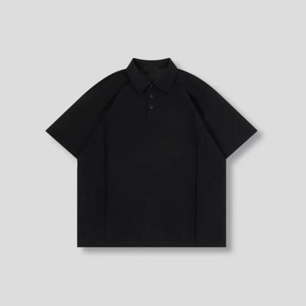 Áo Polo nam mùa hè chất lượng cao, kiểu dáng đơn giản, phong cách retro Mỹ, phối màu, rộng rãi, tay ngắn, in logo tùy chỉnh