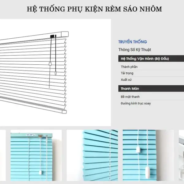 Rèm sáo nhôm cản sáng hãng Vạn Thái mã ST33