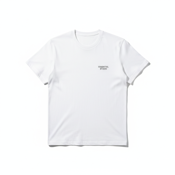 Áo thun nam trắng tay ngắn cổ tròn, chất liệu jersey cotton 100%, dáng rộng, phong cách đường phố, chống xù, 220g
