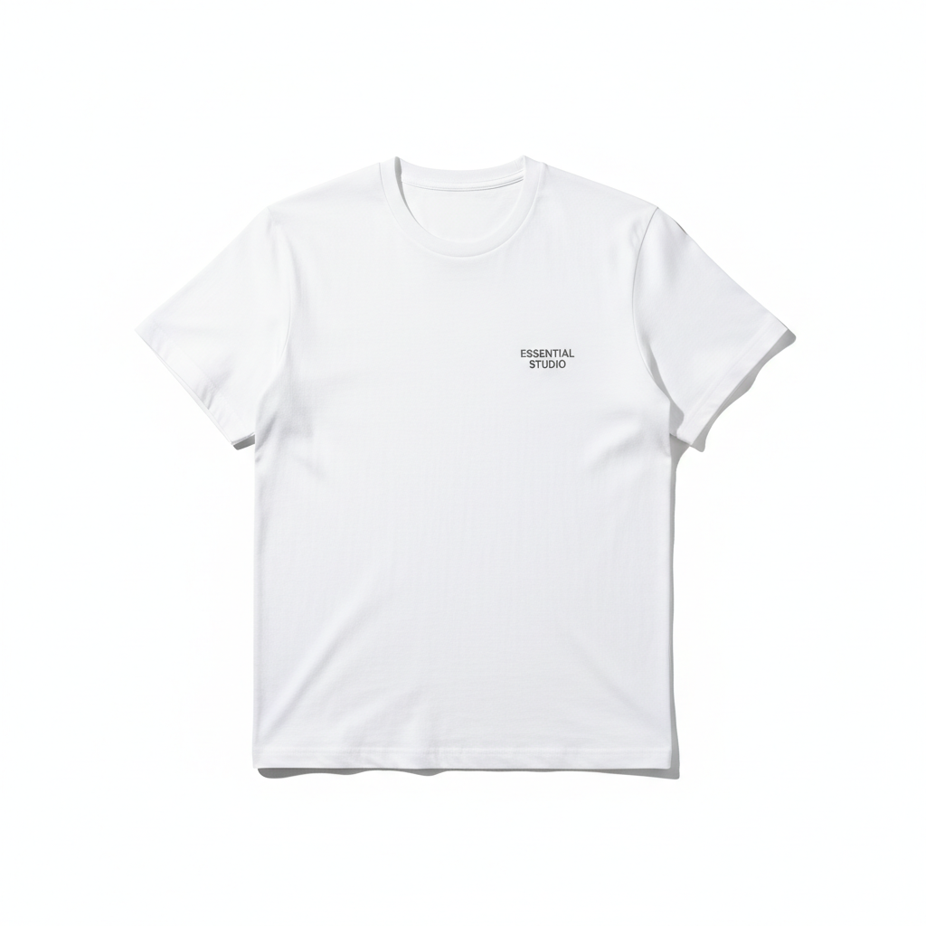 Áo thun nam trắng tay ngắn cổ tròn, chất liệu jersey cotton 100%, dáng rộng, phong cách đường phố, chống xù, 220g