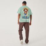 Áo thun nam in hình kỹ thuật số chất liệu cotton tay ngắn phong cách hip hop, áo thun rộng rãi, kiểu dáng xuông vai, áo thun nam thời trang thường ngày